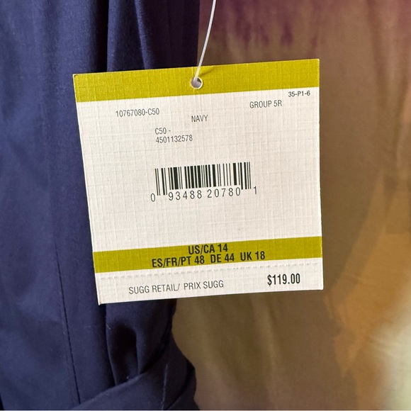 Anne Klein Navy Midi Dress with Belt ☮️ - Picture 4 of 4